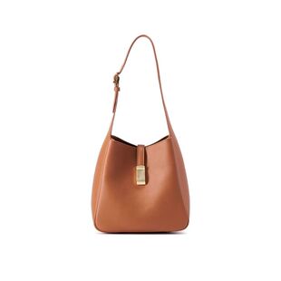 伊米妮2025小号时尚真皮黑色头层牛皮水桶包新款托特包斜挎包