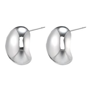 法式银豆耳钉高级感简约小巧耳环2025新款爆款冷淡风纯银针耳饰