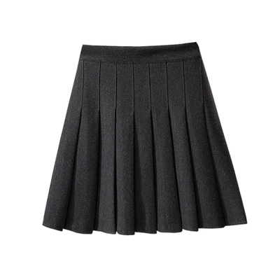 深灰色毛呢百褶裙女高腰秋冬季