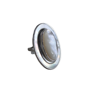 SOFT ROOM新中式清冷感天然母贝明月盘戒指耳环复古小众原创轻奢