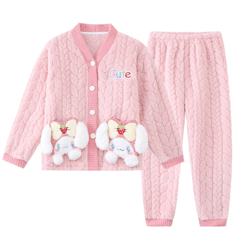 冬天女童睡衣可爱和服毛绒家居服