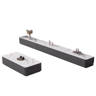 电视柜茶几组合简约现代轻奢家用地柜客厅小户型实木落地岩板台柜