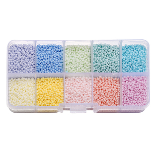 超优盒装玻璃米珠散珠 手工diy包包手链项链材料包奶油磨砂珠子