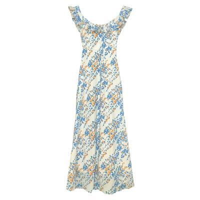 酒午自制法式复古显瘦碎花连衣裙