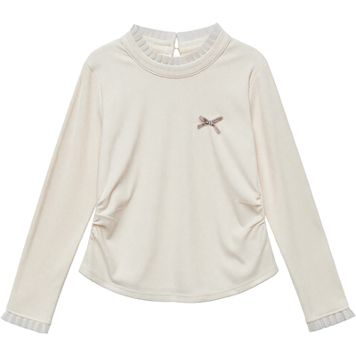 DM100大码百分百女装微胖mm冬季收腰内搭T恤半高领花边德绒打底衫