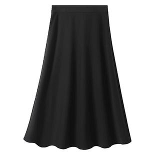 图曼朵黑色a字半身裙女春正装面试长裙职业半裙套装伞裙西装裙子