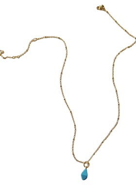 astudio纯银锥形绿松石水滴项链