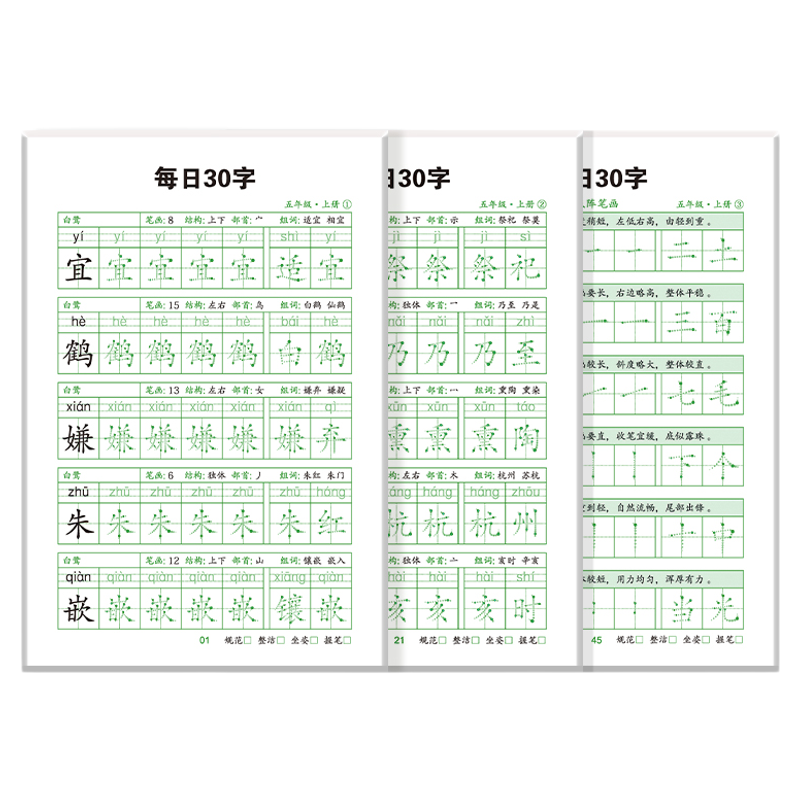 每日30字小学生专用练字本硬笔书法语文练习纸语文田字格字帖米字格一二三年级每日一练儿童写古诗英语作业纸