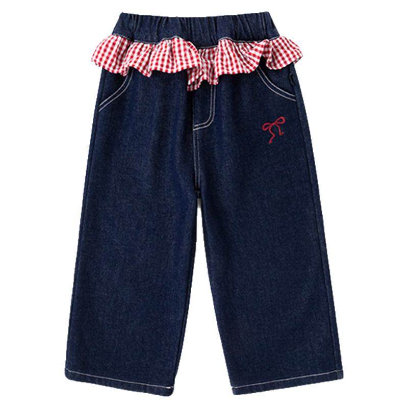 嘟嘟家女童裤子女孩冬季长裤女宝新款牛仔裤儿童洋气童装过年衣服