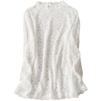 蕾丝镂空内搭双层长袖打底衫包臀