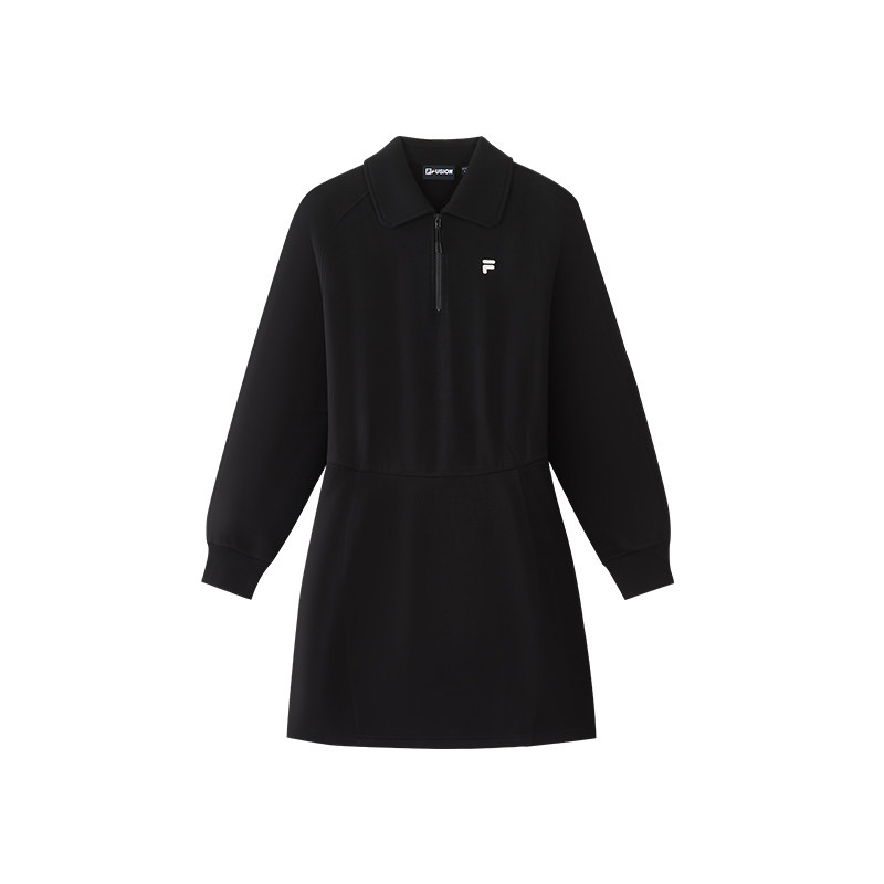 FILA FUSION斐乐潮牌女子针织连衣裙2026冬新款时尚休闲宽松裙子