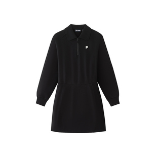 FILA FUSION斐乐潮牌女子针织连衣裙2026冬新款时尚休闲宽松裙子