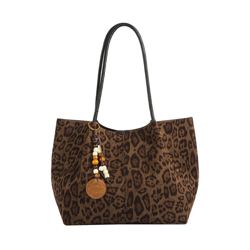 大容量豹纹包包女2025秋冬新款复古简约单肩手提包百搭通勤托特包