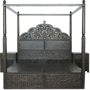 东南亚风格实木架子床古今原木家具BD266-6实木四柱帷幔架子床