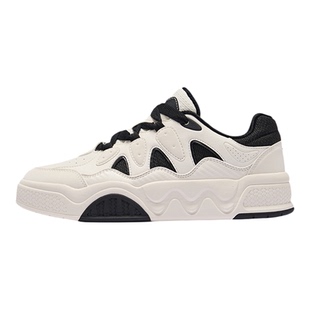 电池熊猫6鸿星尔克板鞋男鞋冬季运动鞋新款休闲鞋皮面熊猫色鞋子