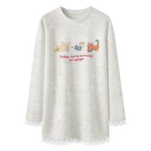 德绒打底衫女胖mm大码女装宽松蕾丝内搭中长款上衣女遮屁股洋气冬