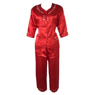 结婚婚庆用品新娘出嫁上头加底睡衣衣龙凤褂打底垫底仿冰丝红色衣