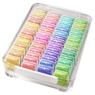 拼豆收纳盒套装120色96彩色贴纸分装颗粒透明塑料带盖整理大外盒