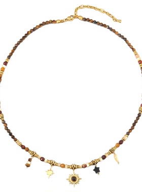 轻奢设计师款虎眼石天然芒星贝壳