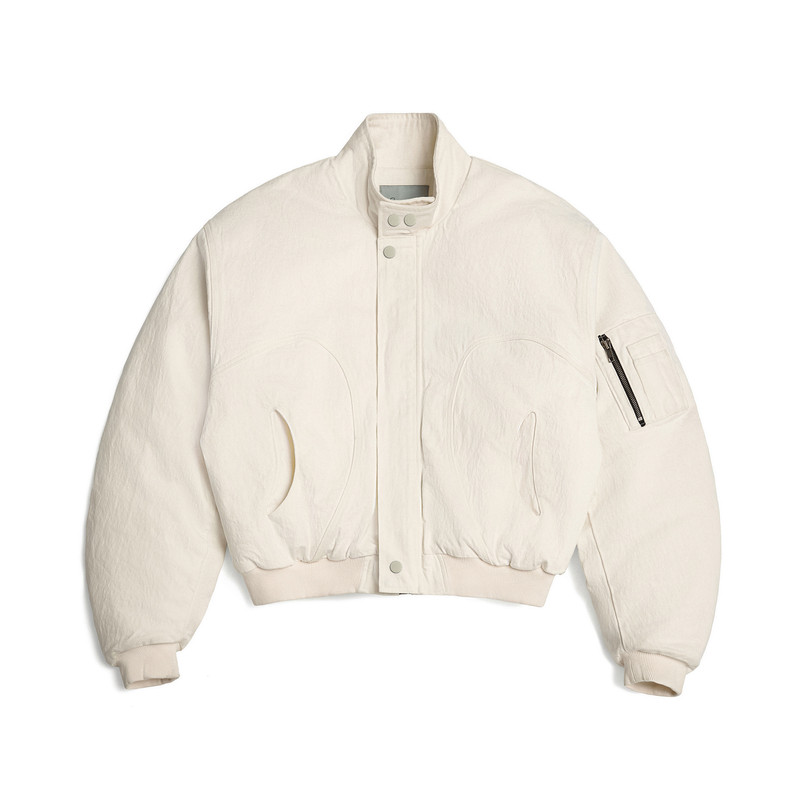 SUNINWAVE白色立领bomber棉服