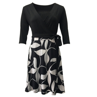 2025夏装新款D家裹身裙明星同款修身显瘦黑白印花连衣裙女中长款