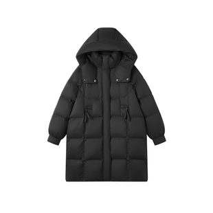 飞鸟和新酒2025冬季新款带帽立领宽松显瘦中长款保暖白鸭绒羽绒服