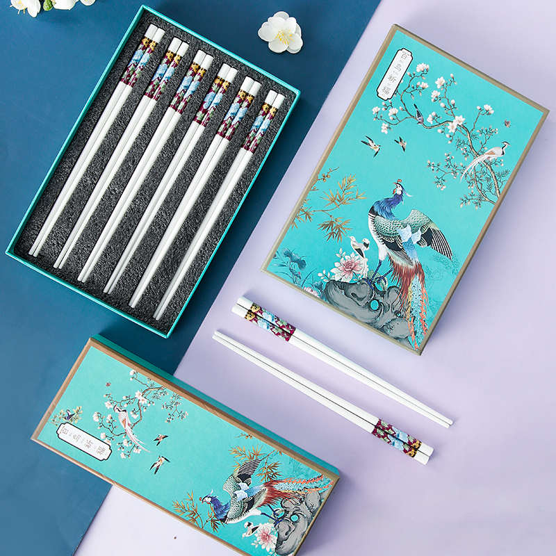 高颜值陶瓷筷子家用高档餐具防滑防霉耐高温一人一筷套装10双送礼