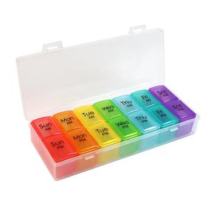 一周药盒早晚分装一天两次吃药独立分格密封防潮药丸药物收纳盒子
