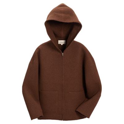 WHM绒感针织呢连帽外套