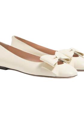 VALENTINO 女士蝴蝶结装饰羊皮革平跟鞋银泰百货精品 301574