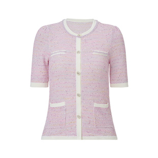 【SGPR】修身小香针织外套粉灰针织上衣25夏淡人穿搭