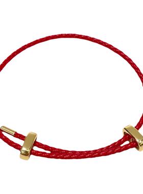 红绳手链可串珠黄金3D硬金转运珠