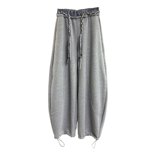 怒推！炸街C位单品！撞色松紧腰休闲镰刀卫裤女    M025327~JS