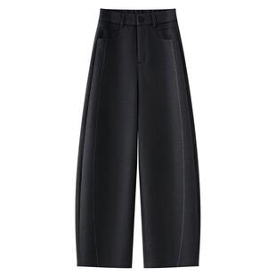 乌梅紫软糯羊毛弯刀裤女2025新款秋冬垂感西装裤加厚毛呢香蕉裤子