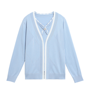 妈妈春装两件套装中年妇女针织开衫50岁中老年人春秋薄款毛衣外套