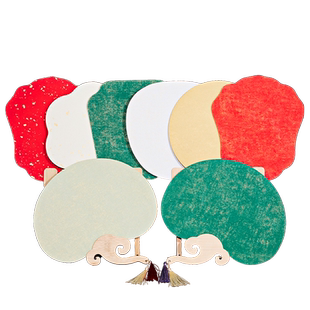 蜡染鎏金宣纸团扇空白扇子定制古风纸扇diy材料包半生熟加厚扇面