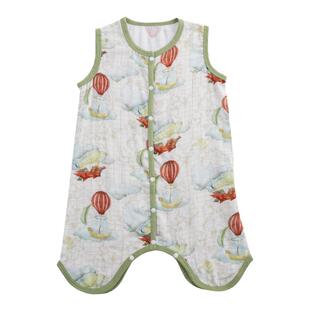 安旦夏季竹棉纱布宝宝睡袋 空调房无袖背心薄款婴儿分腿睡袋ins风