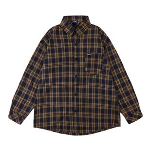 GOOZI MADE黑白格子衬衫男春季潮牌日系Cityboy百搭长袖衬衣外套