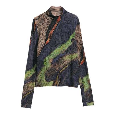 修身印花亲肤内搭羊毛针织衫