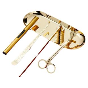 送点火器香薰蜡烛工具托盘灭烛罩灭火勾铃铛烛芯剪打火机三件套装