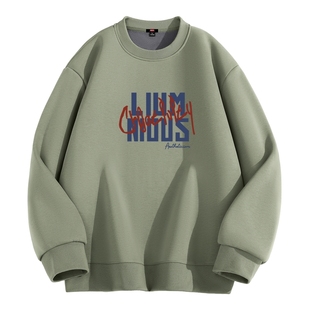 班尼路奥粒绒圆领卫衣男冬款男士重磅外套秋冬季美式加绒套头衫LF