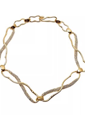 轻奢几何水钻锁骨链新娘礼服耳环