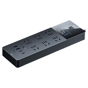 公牛插座数显抗电涌排插板家用多功能带线过载保护安全分控接线板