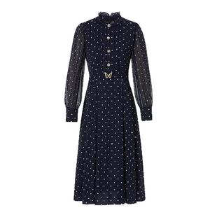 珂莱蒂尔Koradior商场同款2025秋新款气质法式波点连衣裙