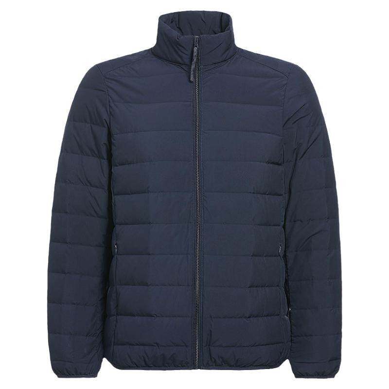 鸭鸭2025年秋冬新款短款休闲时尚修身轻薄立领白鸭绒羽绒服外套男