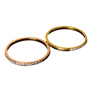 原创轻奢小钻戒指极细18k金半排钻锆石女叠戴ins小众素圈可洗手