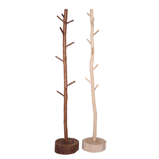 创意日式简约衣帽架家用卧室实木树形单根挂杆落地挂衣架立式包架