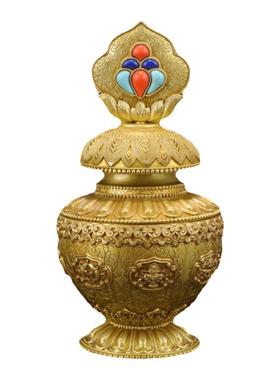 慧宝八吉祥宝藏瓶A款黄铜摩尼瓶