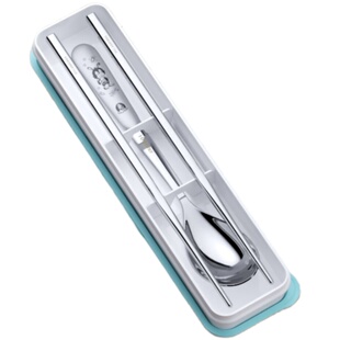 316不锈钢便携筷子勺子套装汤勺收纳盒筷子个人专用盒餐具三件套