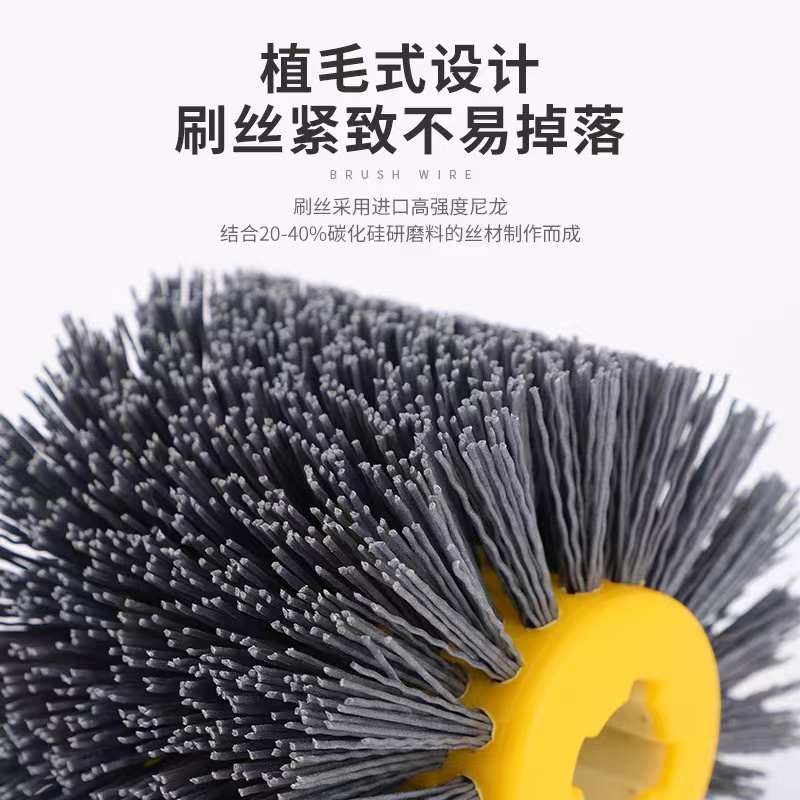 进口碳化硅丝拉丝轮磨料丝木纹研磨抛光轮铝件去毛刺木头砂布拉丝